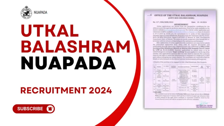 Utkal Balashram Nuapada Recruitment 2024 Teaching & Non teaching post