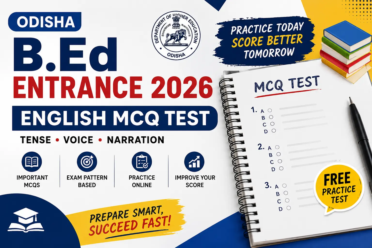 Odisha B.Ed Entrance 2026 English MCQ Practice Test