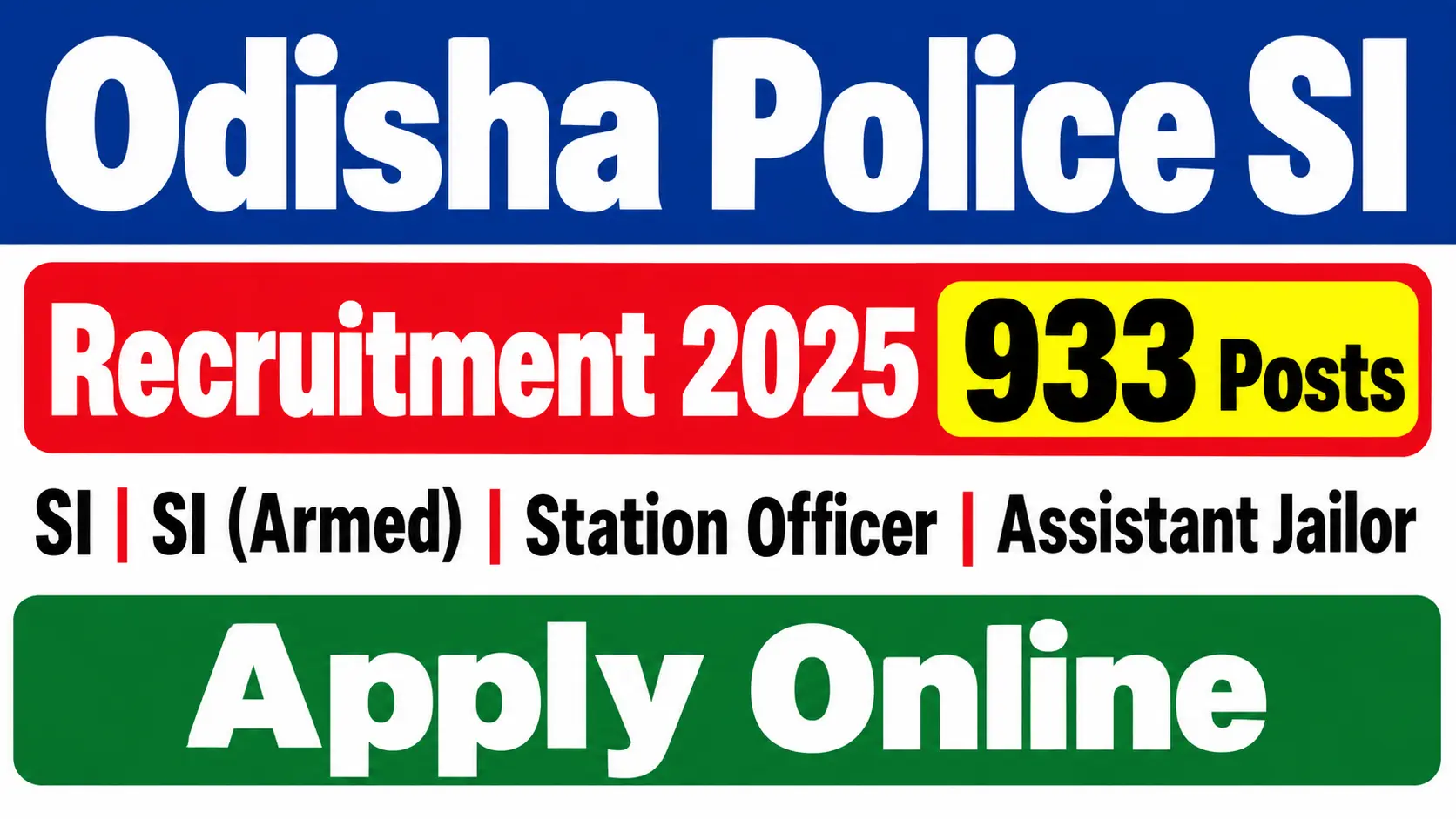 Odisha Police SI Recruitment 2025 – Apply Online for 933 Posts